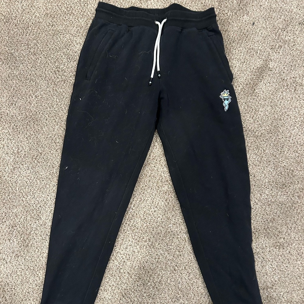 Men's Black Jogger Pants with Embroidered Logo